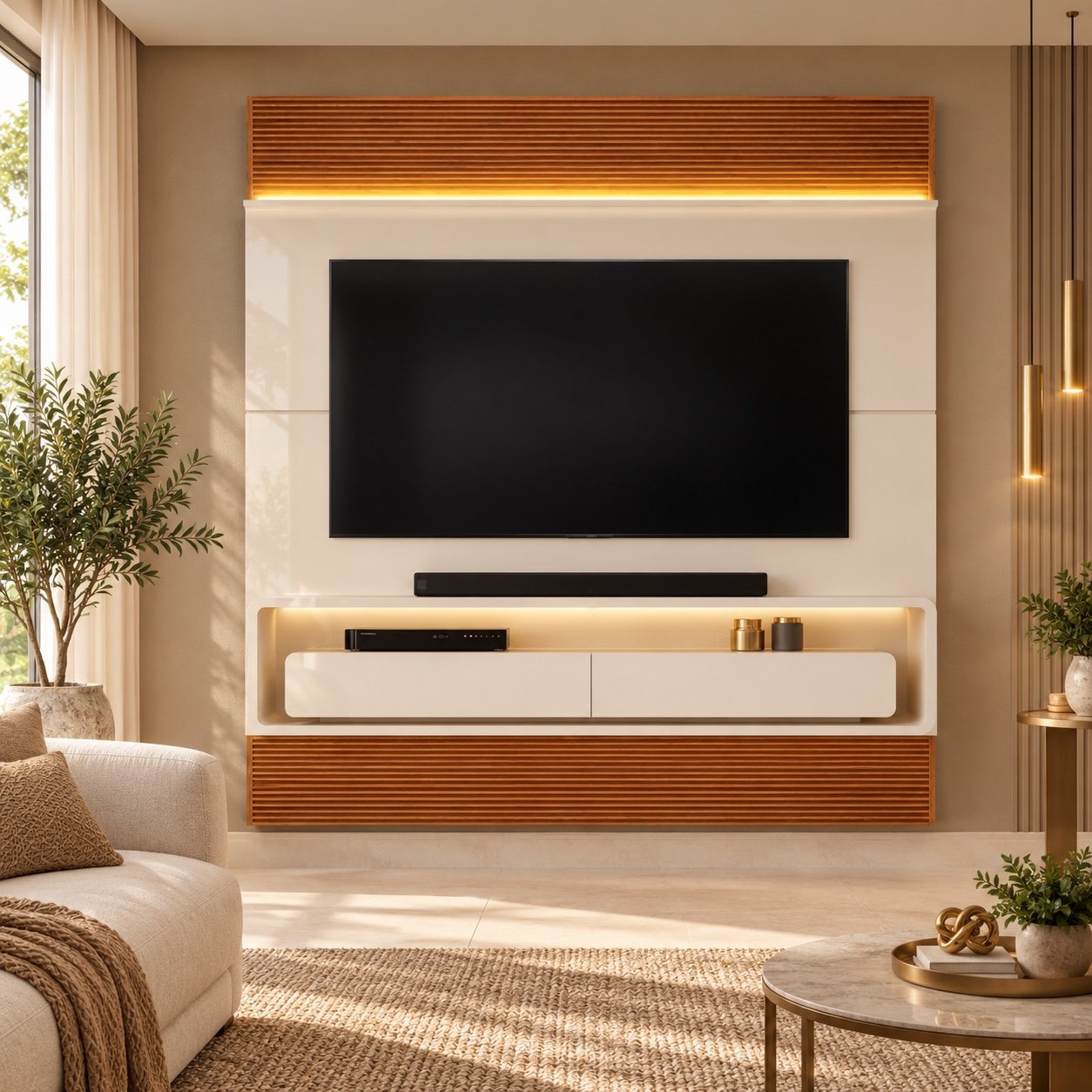 Painel Taylor Freijó/Off White para TV até 70″ — DJ Móveis - Imagem 4
