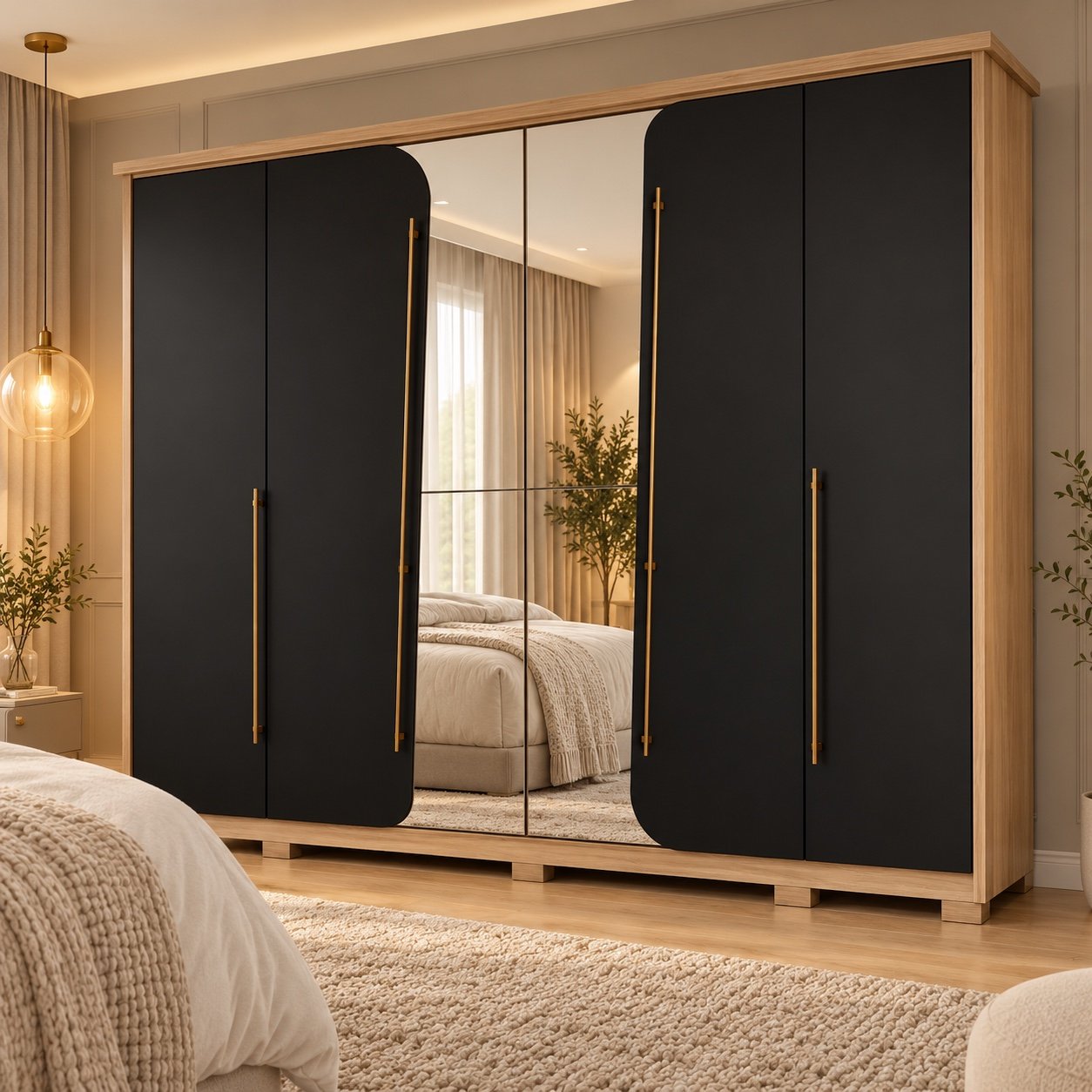 Guarda-Roupa Dubai 6 Portas e 6 Gavetas com Espelhos — Henn - Imagem 4