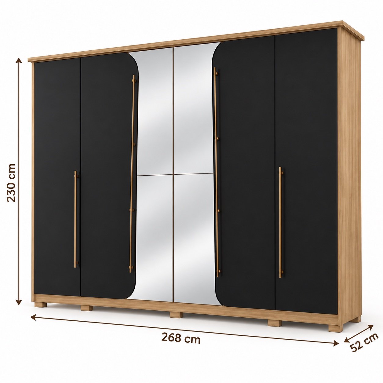 Guarda-Roupa Dubai 6 Portas e 6 Gavetas com Espelhos — Henn - Imagem 5