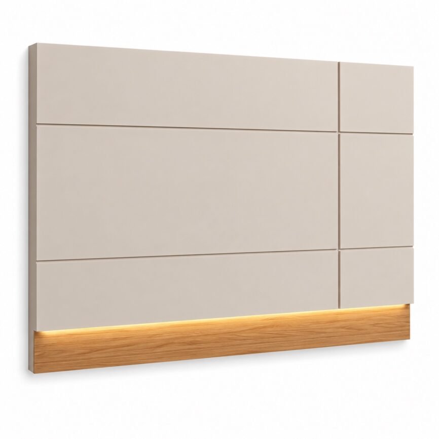 Painel Antares DJ Móveis com LED — Off White / Freijó