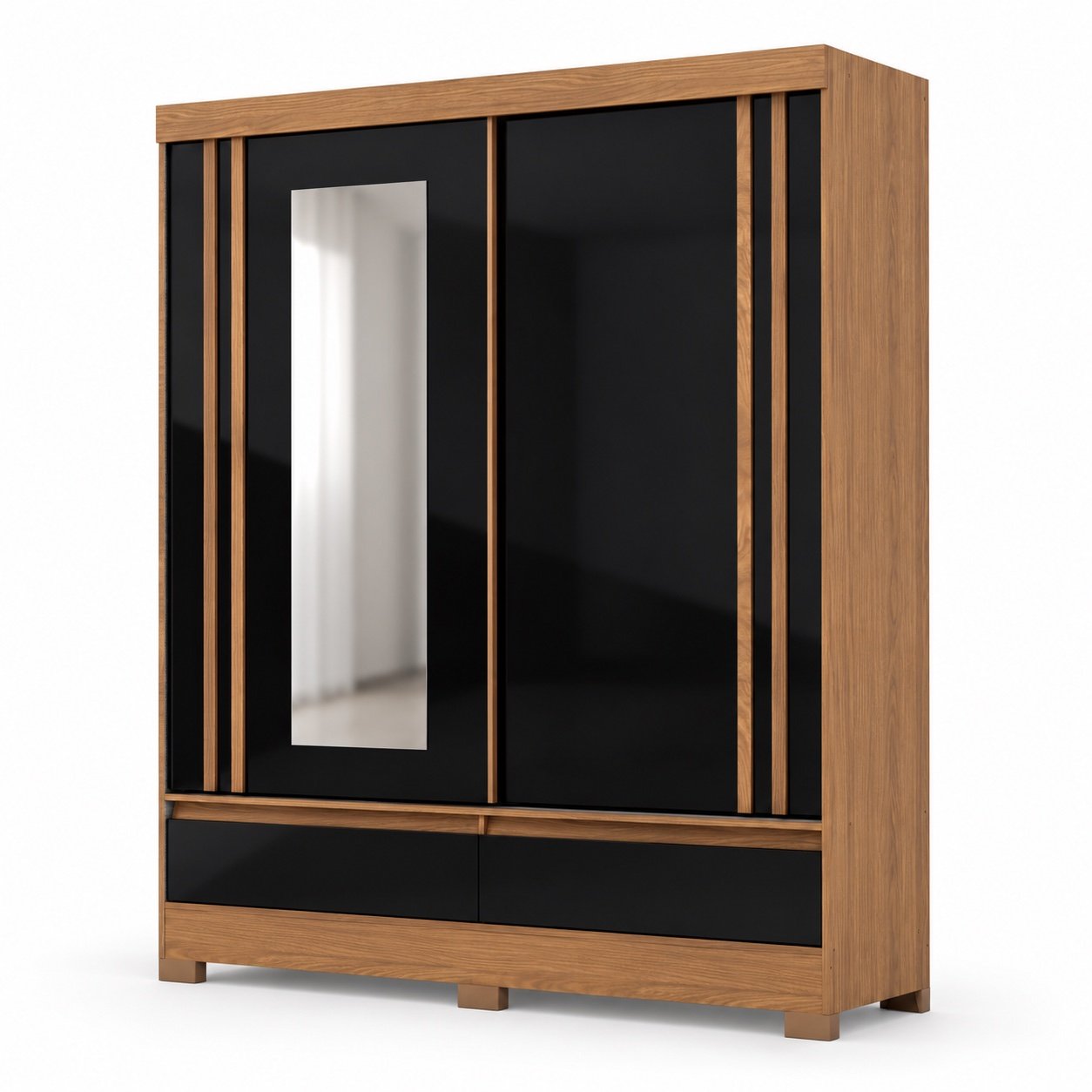 Guarda-roupa B373 Briz — Nature / Preto HP — com espelho