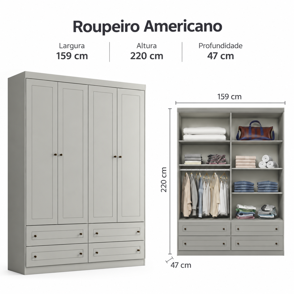 Roupeiro Americano 159 cm - Imagem 3