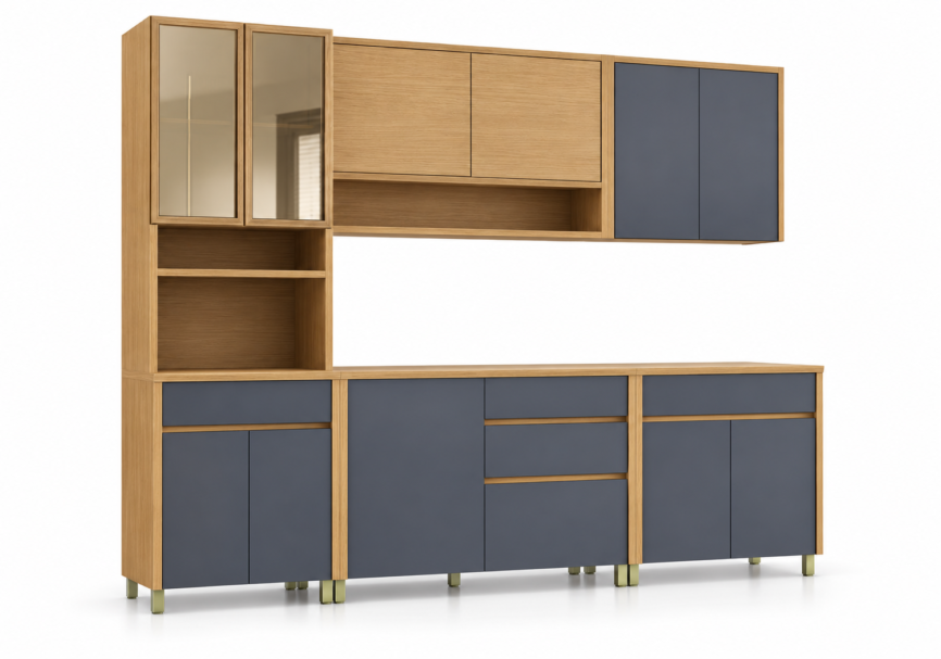 Cozinha Nesher Condessa 270 cm com Paneleiro — Composição 08