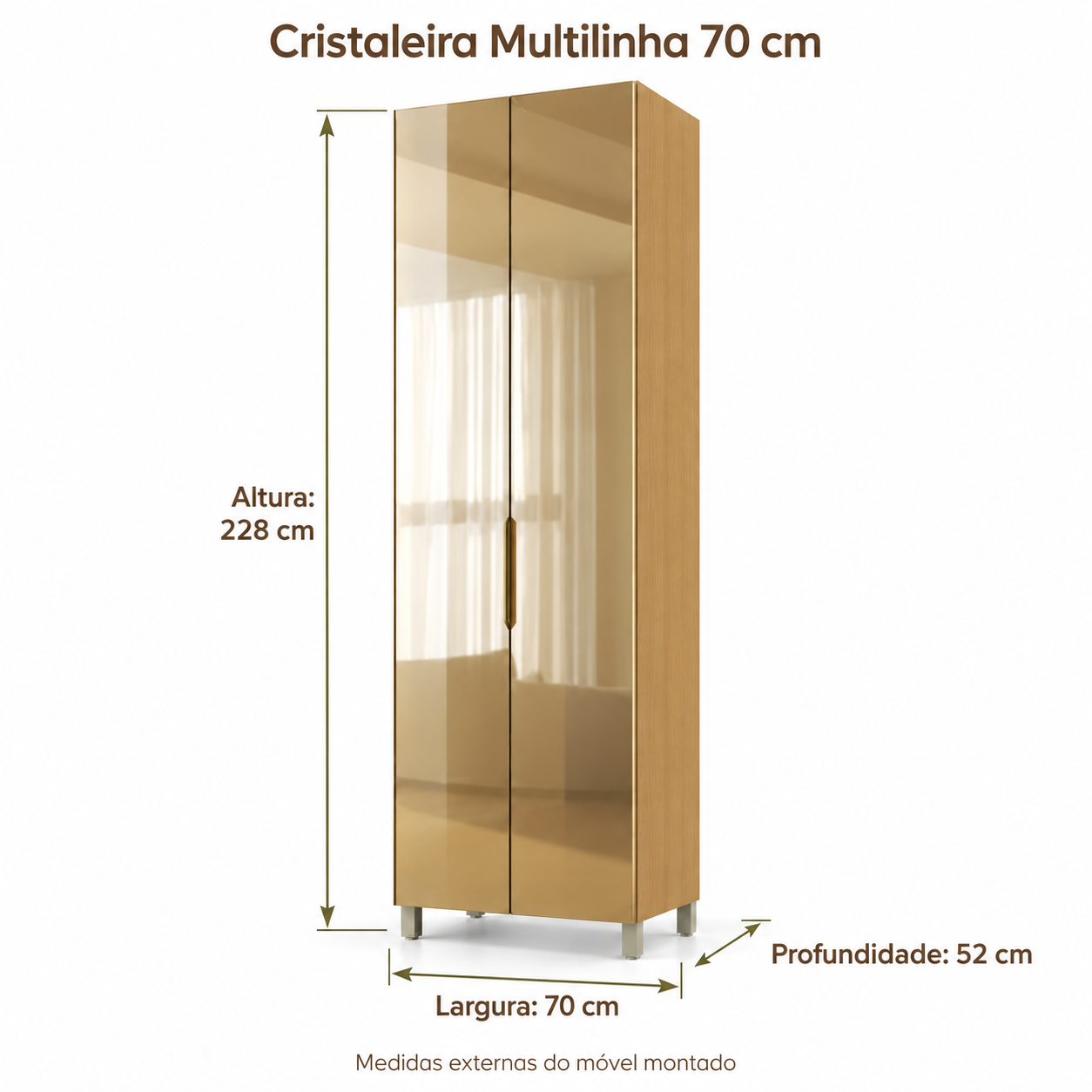Cristaleira Nesher Multilinha 70 cm com Vidro Reflecta Bronze - Imagem 4