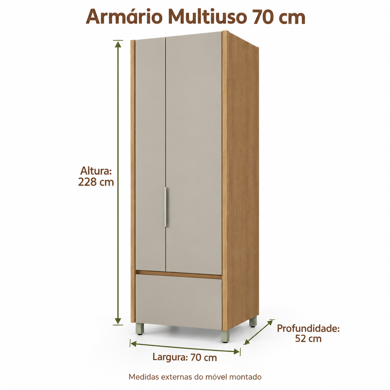Armário de Lavanderia Multiuso Nesher 70 cm — 2 Portas e 2 Gavetas - Imagem 4