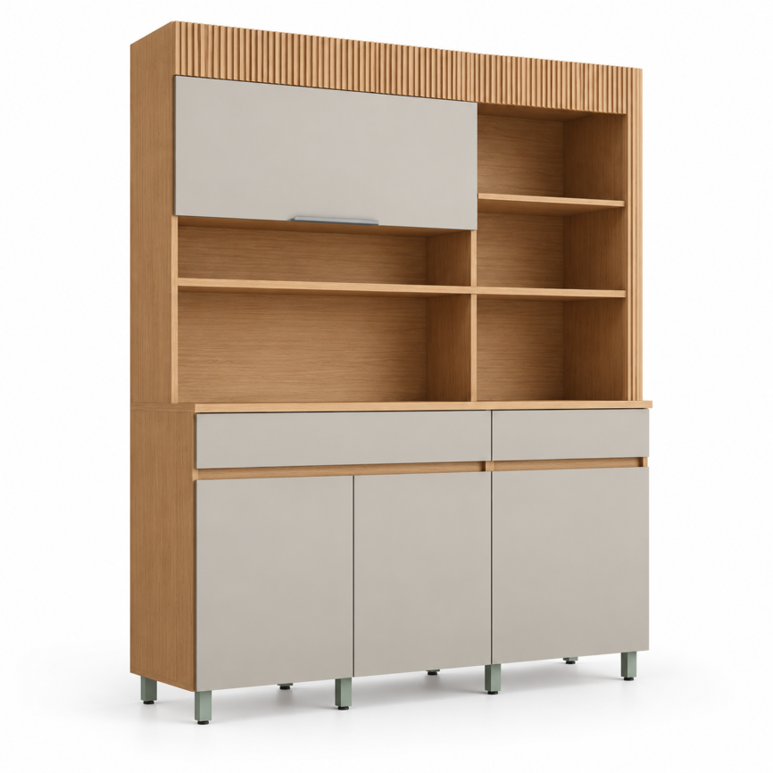 Kit de Cozinha Nesher Realeza 160 cm com Torre Angular — 100% MDF