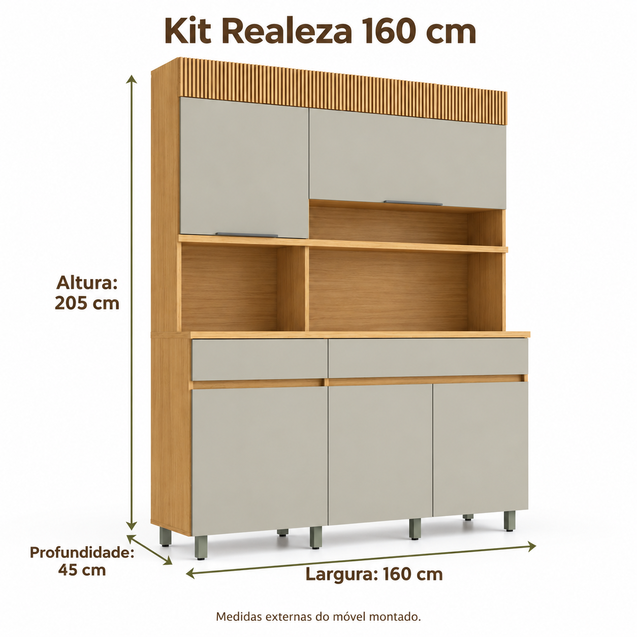 Kit de Cozinha Nesher Realeza 160 cm — 100% MDF - Imagem 4