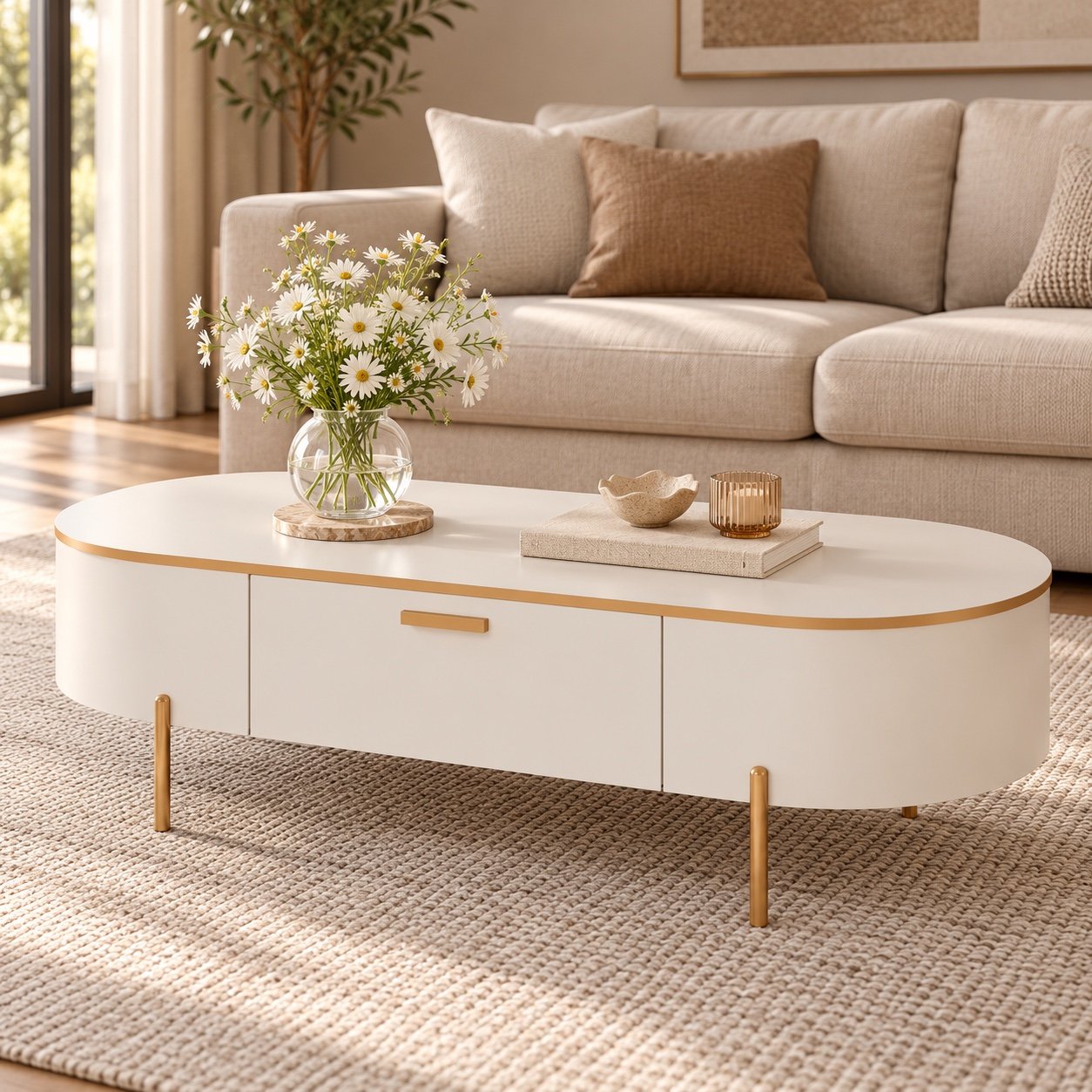 Mesa de Centro Celena com Gaveta Off White — DJ Móveis - Imagem 4