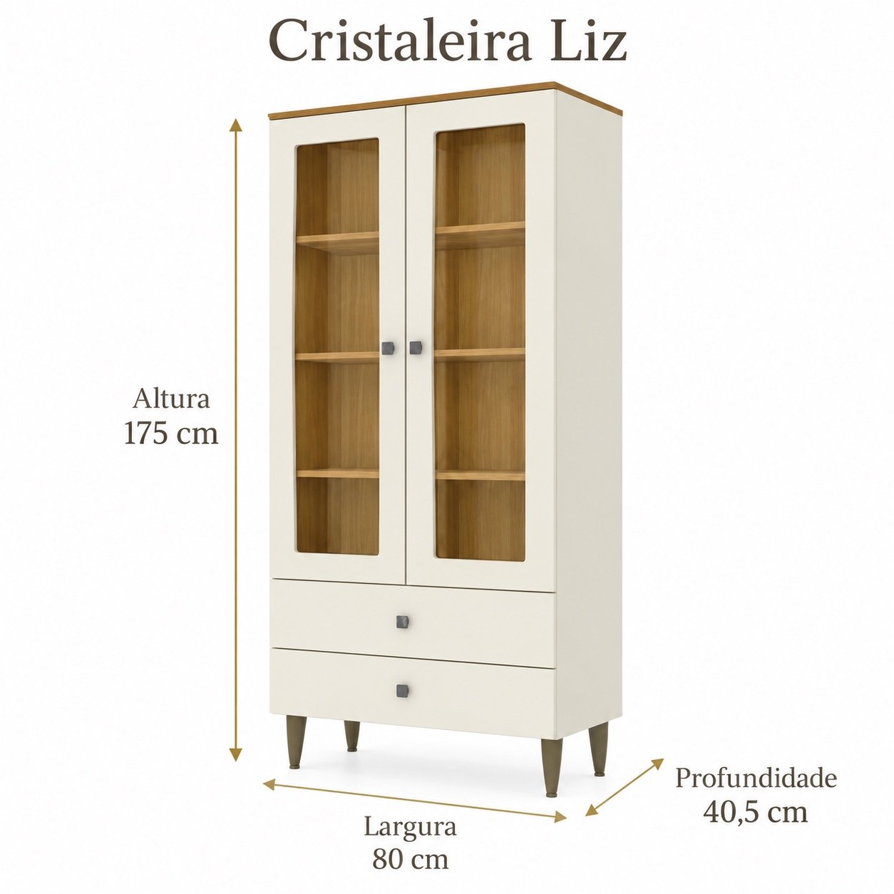 Cristaleira Liz 2 Portas e 2 Gavetas — Henn - Imagem 2