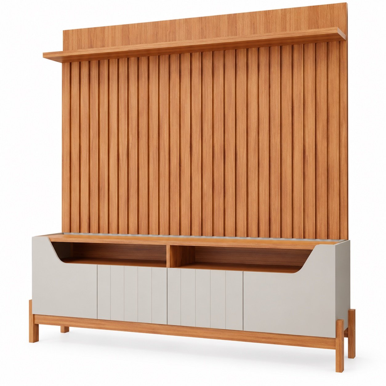 Bancada Moema com painel Trend — Cinamomo / Off White — fundo branco