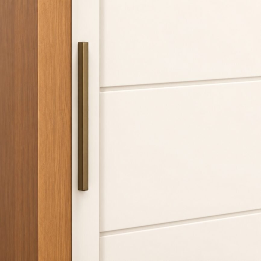 Palace — detalhe do puxador bronze e acabamento