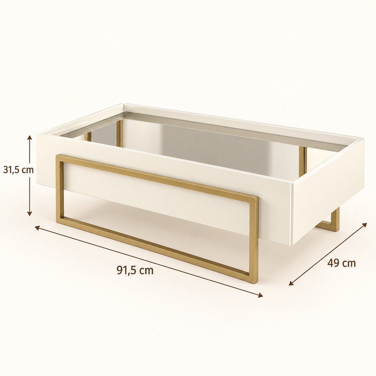 Mesa de Centro Pilar com Espelho Off White — DJ Móveis - Imagem 5