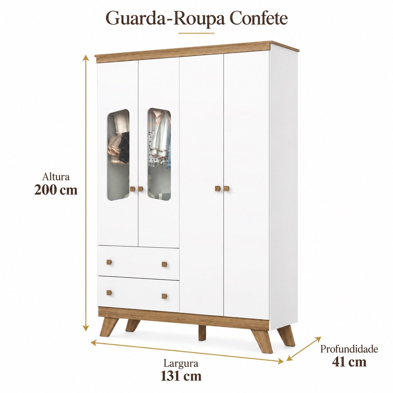 Guarda-Roupa Infantil Confete 4 Portas — Henn - Imagem 5